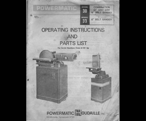 Powermatic Model 30 and 33 Instructions and Parts