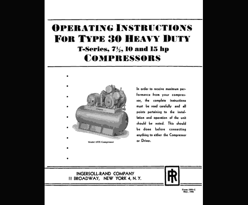Ingersoll-Rand Type 30 T-Series Air Compressor Manual