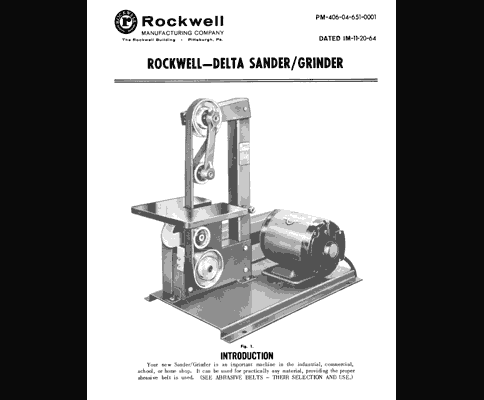 Rockwell Delta 1 Inch Sander Grinder Manual