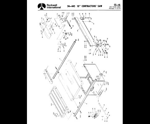 Rockwell 34-440 10 Inch Contractors Saw Parts Manual