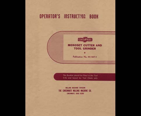 Cincinnati Monoset Operator's Manual Model OE