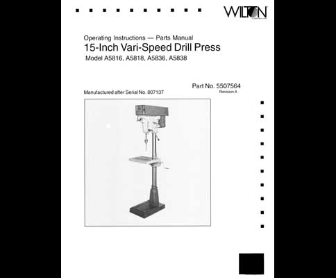 Wilton 15 Inch Drill Press Manual