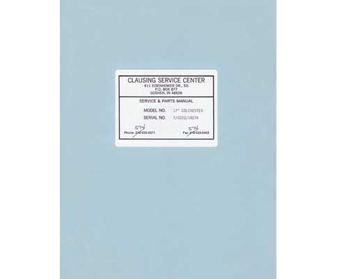 Clausing Colchester 17 Inch Lathe Manual