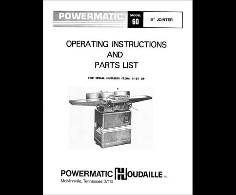 Powermatic Model 60 8 Inch Jointer Manual