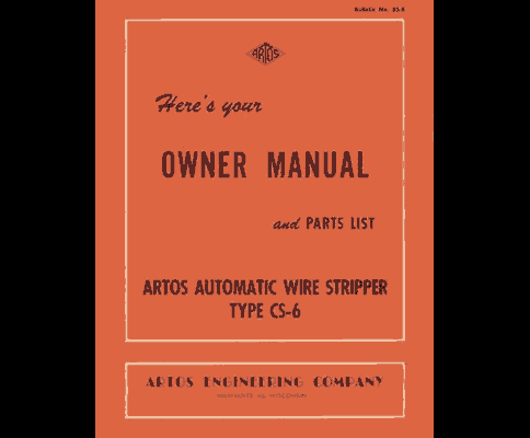 Artos Type CS-6 Automatic Wire Stripper Manual