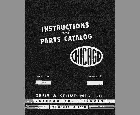 Chicago Dries & Krump 56-A Press Brake Parts Manual