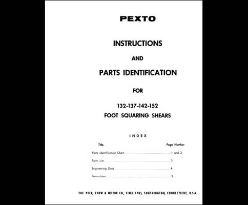 Pexto Foot Squaring Shears 132-137-142-152 Manual