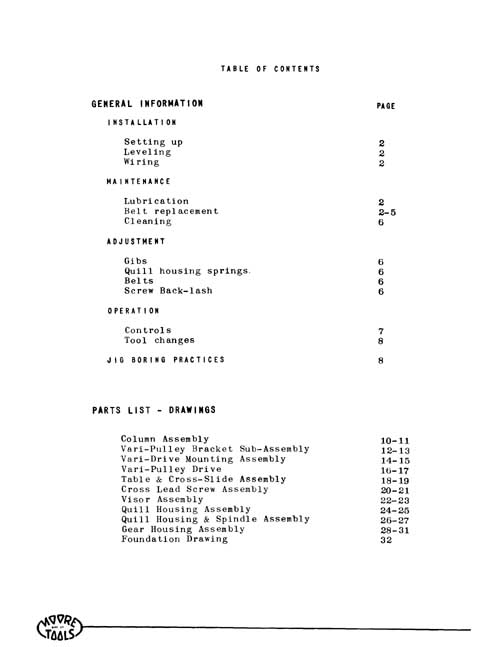 Moore jig borer manual
